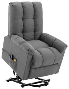 vidaXL Poltrona elevatória de massagens tecido cinzento-claro
