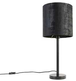 Candeeiro de Mesa Moderno Preto com Abajur Preto 25 cm - Simplo Moderno