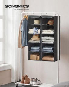 Conjunto de 2 organizadores suspensos 30 x 30 x 90 cm para guarda roupa cinzentos