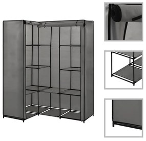 282452 vidaXL Roupeiro de canto 130x87x169 cm cinzento