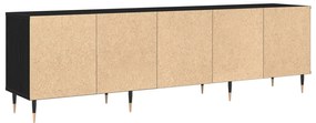 Armário de TV Carvalho Preto 150x30x44,5 cm Madeira Engenheirada