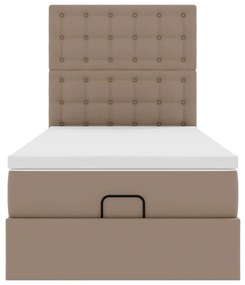 Cama otomana com colchão 100x200 cm couro artificial cappucino