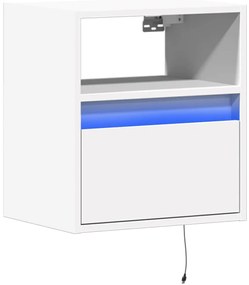 Móvel de parede para TV com luzes LED 41x31x45 cm branco