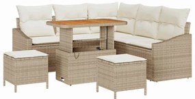 vidaXL Conjunto de Sofá de Jardim com almofada 8 pcs Bege e Creme
