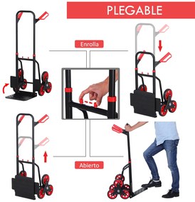 DURHAND Carrinho de mão de escada dobrável com rodas Carrega 150 kg de
