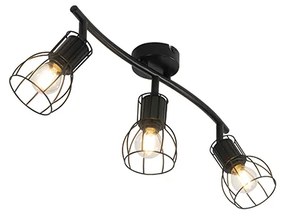 Candeeiro de teto moderno preto 63 cm 3 luzes ajustáveis - Botu Moderno