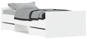 Estrutura de cama c/ painéis cabeceira e pés 90x190 cm branco
