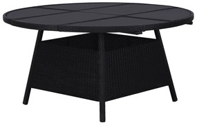 9 pcs conjunto jantar exterior com almofadões vime PE preto