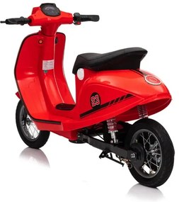 Scooter, Vespa elétrica Crianças 24V com tração de 350 watts, pneus de ar, assento em imitação de couro Vermelha