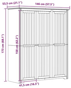 Roupeiro BODO 146x53,5x173 cm madeira de pinho maciça cinzento