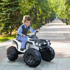 HOMCOM Quadriciclo Elétrico Infantil para Crianças acima de 3 Anos com Bateria 12V MP3 Rádio Luzes Carga Máxima 30kg 103x68x73cm Branco