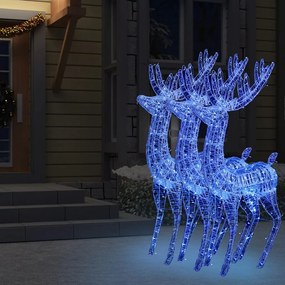 Renas de Natal XXL 3pcs 250 LEDs 180 cm acrílico azul