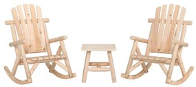 3 pcs conjunto lounge de jardim madeira de abeto maciça
