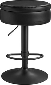 Banco de bar giratório em 360°, 41 x 41 x (61,5-81) cm com altura ajustável, com espaço de arrumação preto