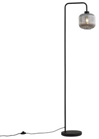 Candeeiro de pé de design preto com vidro fumado - Ana Design