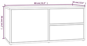 Móvel TV 80x34x36 cm derivados de madeira cor carvalho castanho