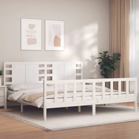 Cama sem colchão 200x200 cm madeira de pinho maciça branco