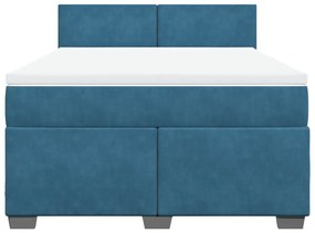 Cama com molas/colchão 140x200 cm veludo azul