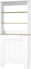 Cobertura para Radiadores em Ripas com 3 Prateleiras, Cobertura de Radiador Moderna em MDF para Sala de Estar, 78x19x165 cm, Branco