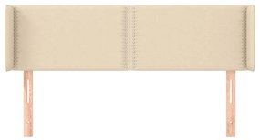 Cabeceira de cama c/ abas tecido 147x16x78/88 cm creme