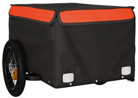 Reboque para bicicleta 30 kg ferro preto e laranja