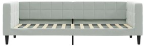 Sofá-cama com colchão 90x200 cm veludo cinzento-claro