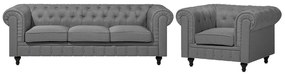 Conjunto de sofás com 4 lugares em tecido cinzento claro CHESTERFIELD Beliani