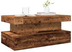 Mesa de centro com luzes LED 90x50x40 cm madeira velha