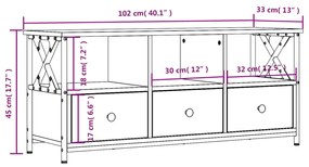 Móvel de TV 102x33x45cm derivados madeira/ferro carvalho sonoma