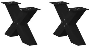 Pés para mesa de centro em formato de X, 2 peças, preto, 60x(30-31) cm