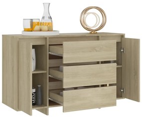 Aparador Endy com 3 Gavetas de 120 cm - Carvalho - Design Moderno