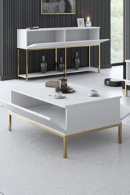 Mesa de Centro Lord – Branco e Dourado – 90x40x60 cm