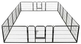 Parque para cães 16 painéis aço 60x80 cm preto
