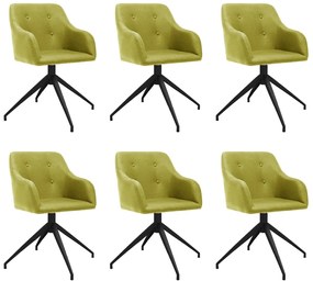 vidaXL Cadeiras de jantar giratórias 6 pcs tecido verde