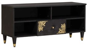 vidaXL Gabinete para TV Preto 100 x 33 x 46 cm Madeira de manga maciça