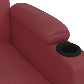 Poltrona massagens elevatória couro artificial vermelho tinto