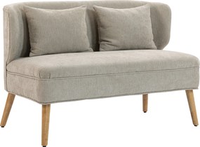 HOMCOM Sofá 2 lugares, pequeno sofá de chenille com encosto tipo asa, assento espesso, pés em madeira de seringueira, Bege | Aosom Portugal