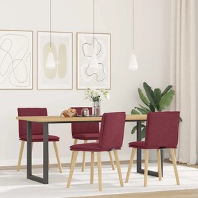 vidaXL Cadeiras de jantar 4 pcs tecido vermelho tinto