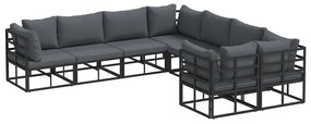 Conjunto de Sofá de Jardim 8 pcs Preto 283 x 283 x 71 cm