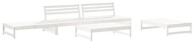 6pcs conjunto lounge jardim c/ almofadões madeira maciça branco