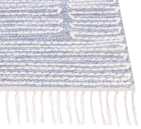 Tapete em algodão azul e branco 140 x 200 cm ANSAR Beliani