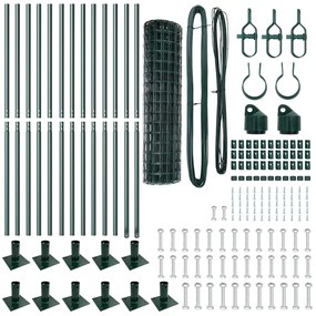 Cerca Euro com 13 postes flangeados, 1x25 m, em aço galvanizado.