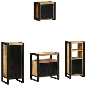 Conjunto de Móveis para Banheiro 4 pcs Madeira de manga maciça