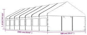 Gazebo com telhado 15,61x5,88x3,75 m polietileno branco