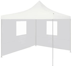 vidaXL Tenda dobrável profissional festas 2 paredes 2x2m aço branco