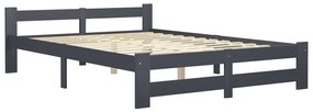 Estrutura de cama 120x200 cm pinho maciço cinzento-escuro