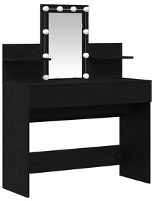 Mesa de Maquiagem vidaXL com LED Carvalho Preto 100x40x130 cm