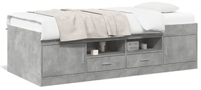 vidaXL Sofá-cama com gavetas sem colchão 100x200 cm cinzento cimento