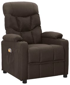 vidaXL Poltrona de massagens tecido castanho-escuro