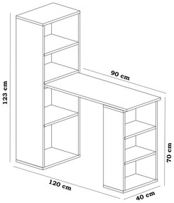 Secretária Last – Branco – Mesa: 90x70x40 cm, Armário: 40x123x30 cm